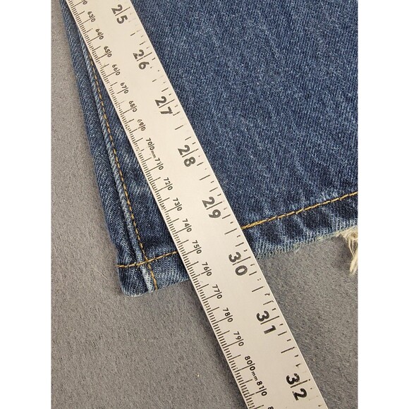 Levis 517 Jeans Mens 36x30 Blue Denim Bootcut Straight Leg Distressed Raw Hem - Picture 3 of 15